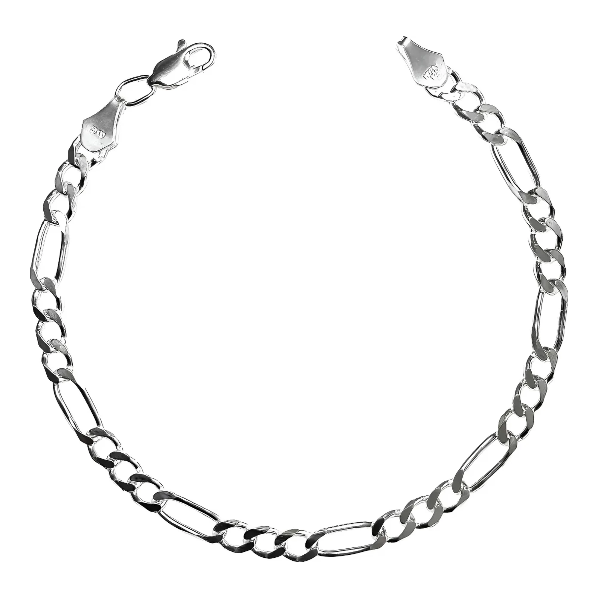 Pulsera de eslabones esclava Figaro 3x1 plata .925 para hombre, diseño moderno, elegante y robusta, con brillo intenso. Joyer