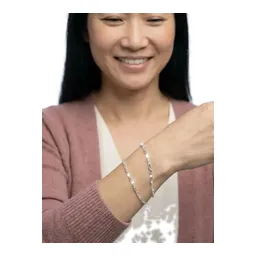 Pulsera Esclava Plata Ley 925 Diseño Granito Sólido Mujer 17.5cm - Imagen 3