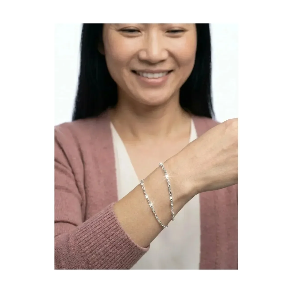 Pulsera Esclava Plata Ley 925 Diseño Granito Sólido Mujer 17.5cm - Imagen 3