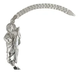Pulsera Esclava Plata 925 Diseño Rolex con Medalla San Judas Tadeo - Imagen 3