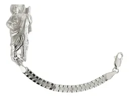 Pulsera Esclava Plata 925 Diseño Rolex con Medalla San Judas Tadeo - Imagen 4