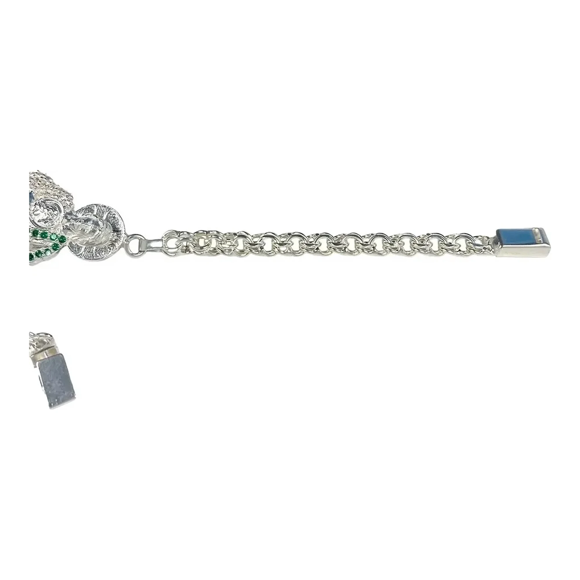Pulsera Esclava San Judas Tadeo con Chino Verde Plata .925 2 - Imagen 2
