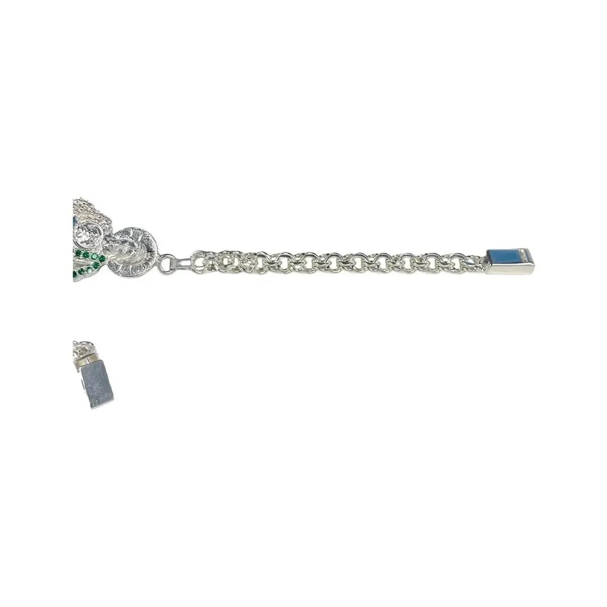 Pulsera Esclava San Judas Tadeo con Chino Verde Plata .925 2 - Imagen 2