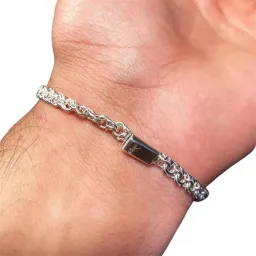 Pulsera Esclava San Judas Tadeo con Chino Verde Plata .925 2 - Imagen 3
