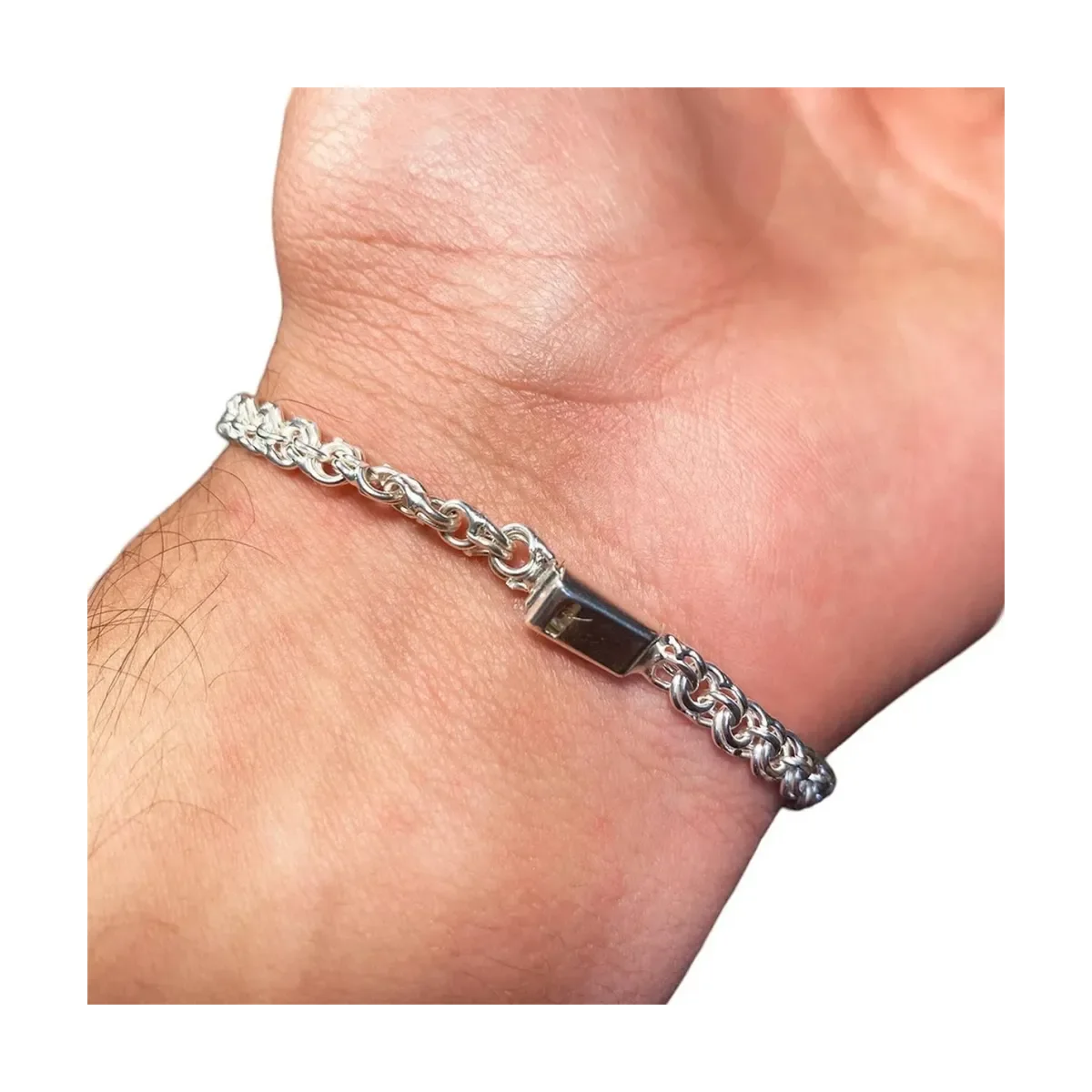 Pulsera Esclava San Judas Tadeo con Chino Verde Plata .925 2 - Imagen 3