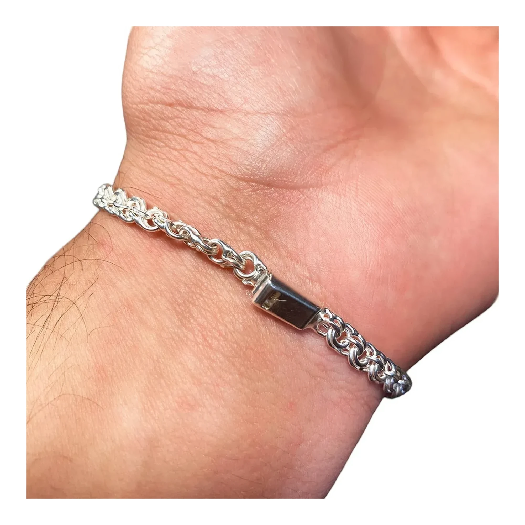 Pulsera Esclava San Judas Tadeo con Chino Verde Plata .925 2 - Imagen 3