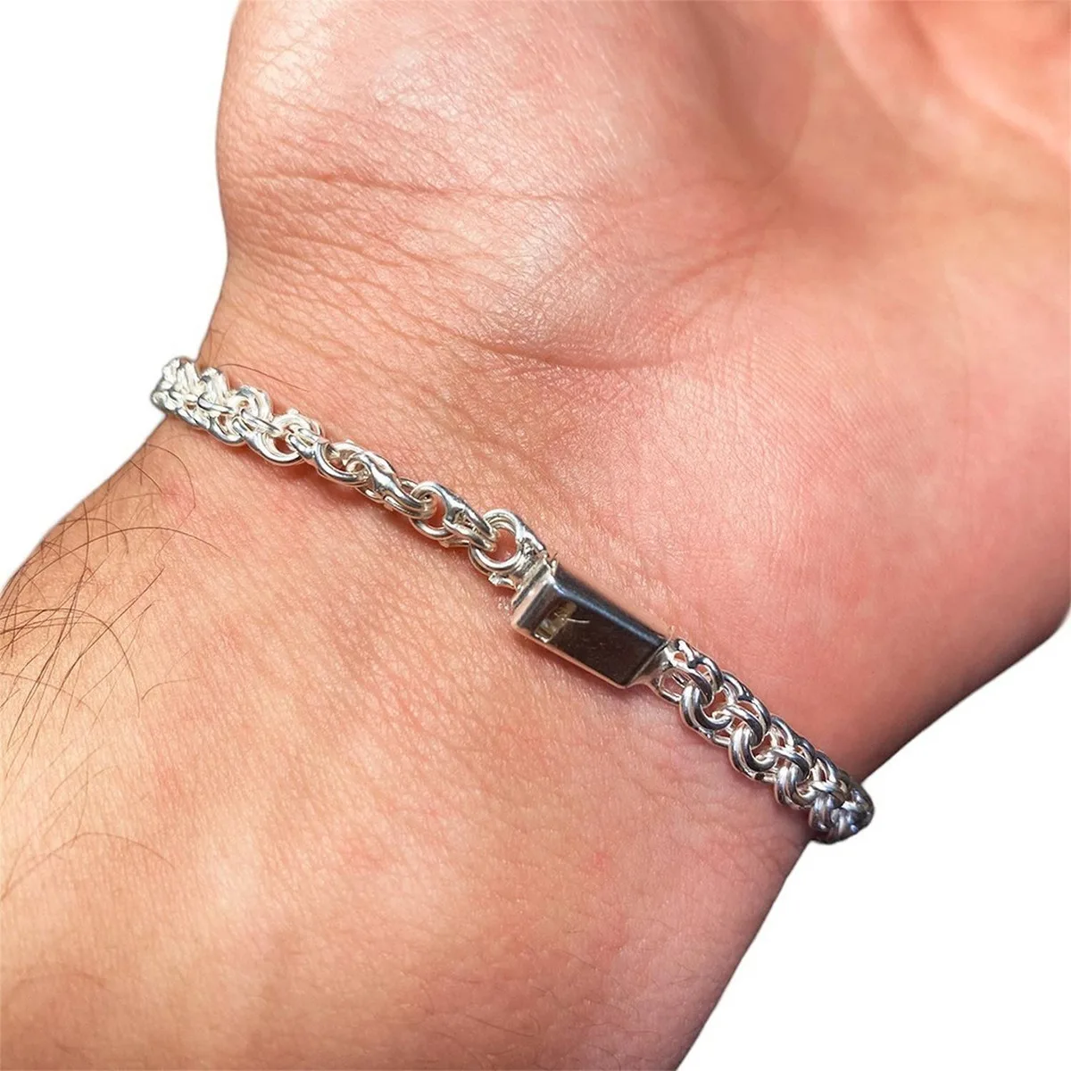 Pulsera Esclava San Judas Tadeo con Chino Verde Plata .925 2 - Imagen 3