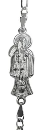 Pulsera Esclava Plata 925 Santa Muerte Lisa Cadena Figaro 3x1 - Imagen 2