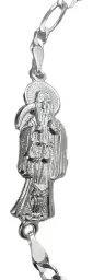 Pulsera Esclava Plata 925 Santa Muerte Lisa Cadena Figaro 3x1 - Imagen 3