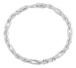 Pulsera Esclava Plata 925 Torzal Fígaro para Hombre - Imagen 1