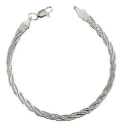 Pulsera Esclava Plata 925 Diseño Trenzado Estilo Florentino - Imagen 1