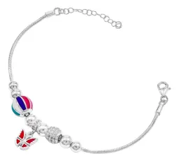 Pulsera Plata Ley 925 Estilo Europeo con Charms Zirconia para Mujer - Imagen 2