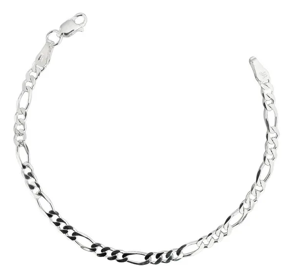 Pulsera de plata .925 plateado Figaro 3x1 unisex 4mm — Joyaris