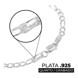 Pulsera Plata 925 Cadena Figaro 3x1 para Hombre 18 cm - Imagen 4