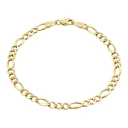 Pulsera Fígaro 3x1 de Oro 10k 4 mm y Broche Mosquetón 19 cm - Imagen 2