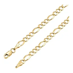 Pulsera Fígaro 3x1 de Oro 10k 4 mm y Broche Mosquetón 19 cm - Imagen 3