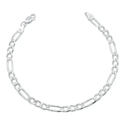 Pulsera Esclava Plata Ley 925 Cadena Fígaro Diamantada 18cm - Imagen 1