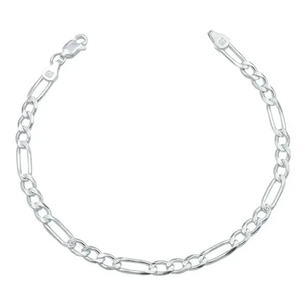 Pulsera Esclava Plata 925 Cadena Fígaro 3x1 Diamantada 18cm - Imagen 1
