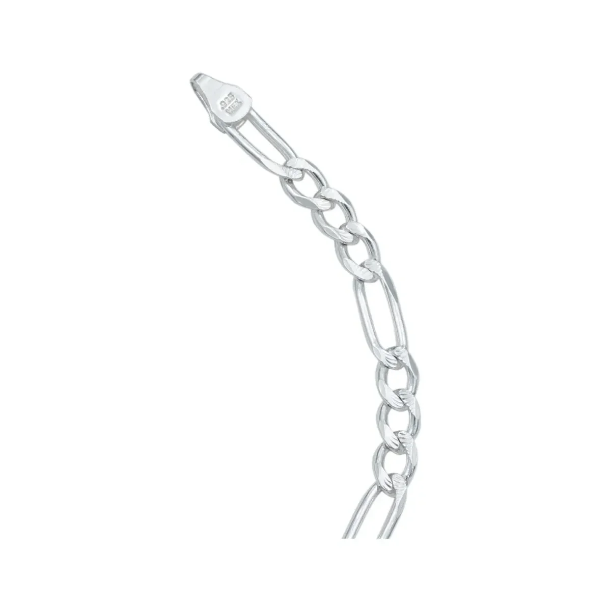 Pulsera Esclava Plata Ley 925 Cadena Fígaro Diamantada 18cm - Imagen 5