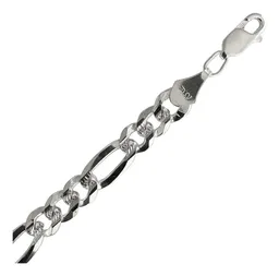 Pulsera Esclava Plata 925 Cadena Fígaro 3x1 Diamantada para Hombre - Imagen 3