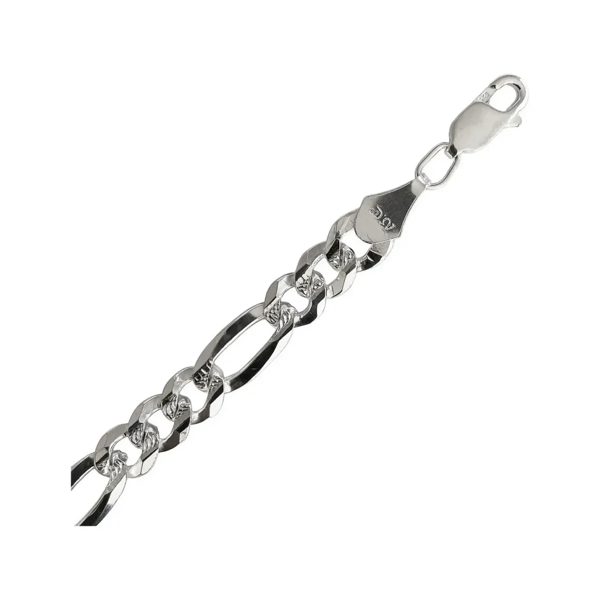 Pulsera Esclava Plata 925 Cadena Fígaro 3x1 Diamantada para Hombre - Imagen 3