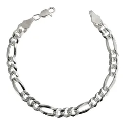 Pulsera Esclava Plata 925 Figaro 3x1 Diamantada para Hombre 20cm - Imagen 1