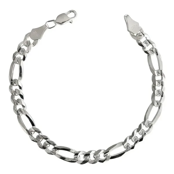 Pulsera Esclava Plata 925 Figaro 3x1 Diamantada para Hombre 20cm - Imagen 1