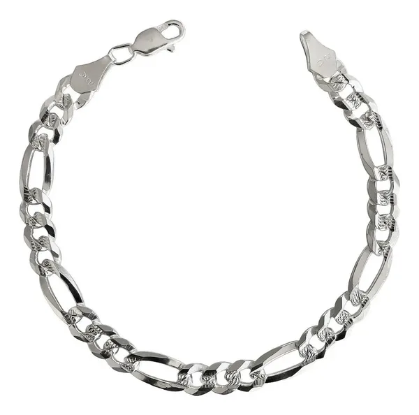 Pulsera Esclava Plata 925 Figaro 3x1 Diamantada para Hombre 20cm - Imagen 1