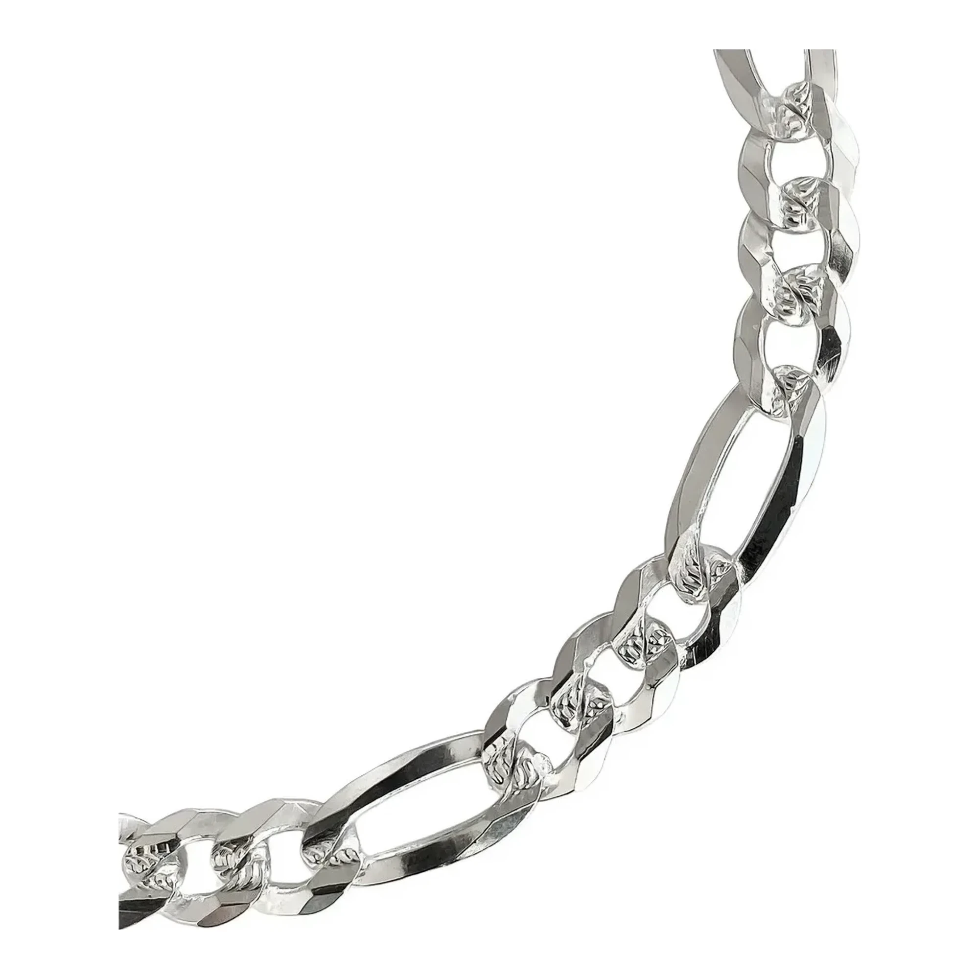 Pulsera Esclava Plata 925 Figaro 3x1 Diamantada para Hombre 20cm - Imagen 2