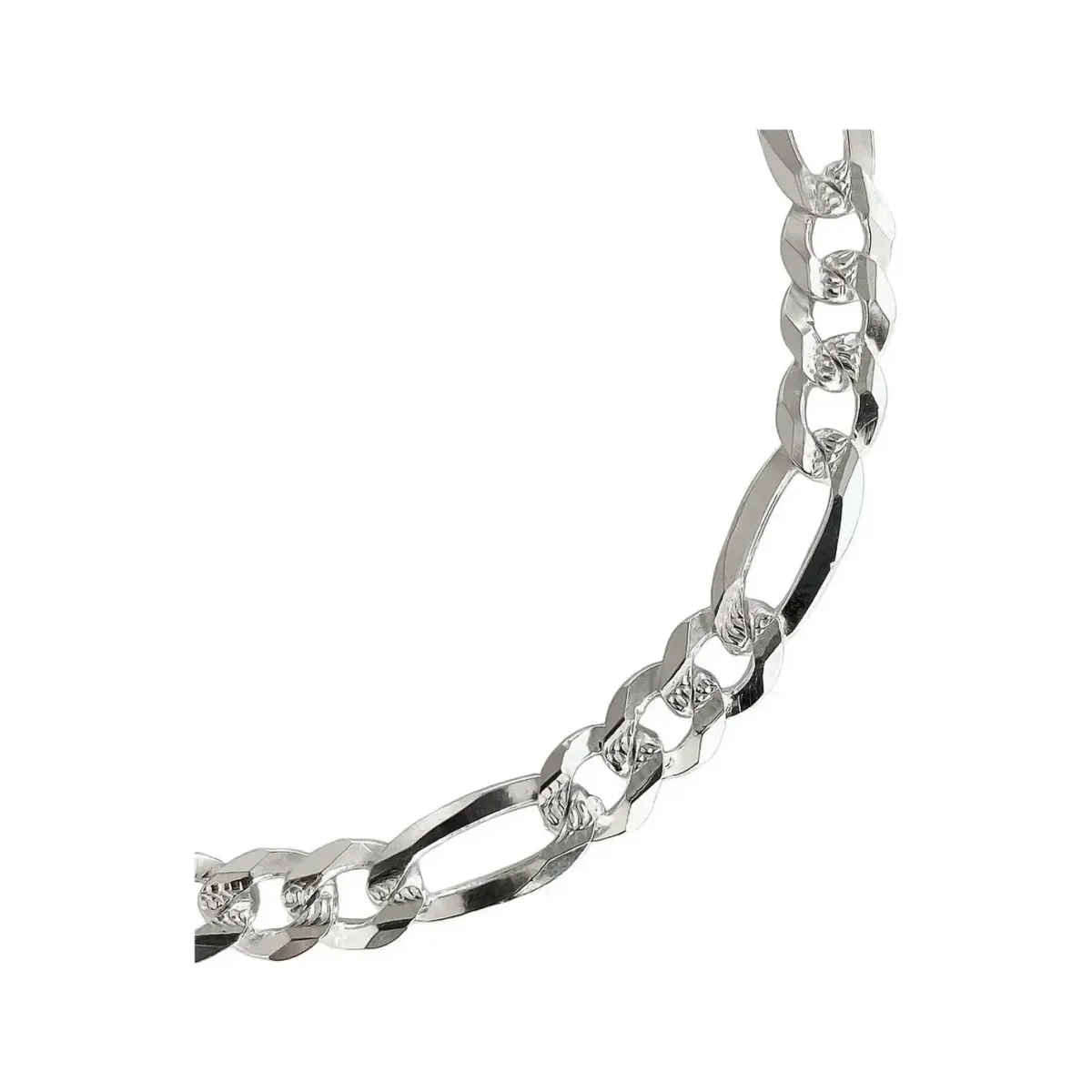Pulsera Esclava Plata 925 Figaro 3x1 Diamantada para Hombre 20cm - Imagen 2