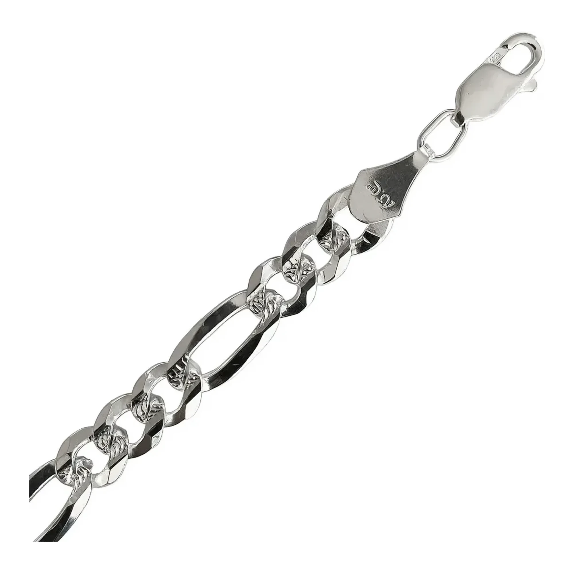 Pulsera Esclava Plata 925 Figaro 3x1 Diamantada para Hombre 20cm - Imagen 3