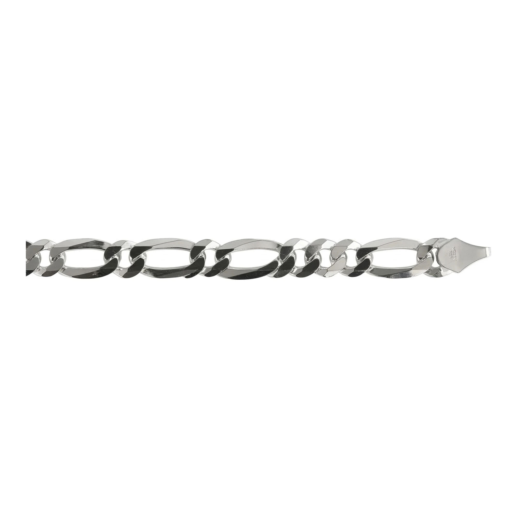 Pulsera Esclava Plata 925 Figaro 3x1 Diamantada para Hombre 20cm - Imagen 4