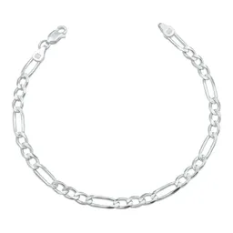 Esclava Pulsera Figaro 3x1 5mm Diamantada Plata .925 22cm - Imagen 1