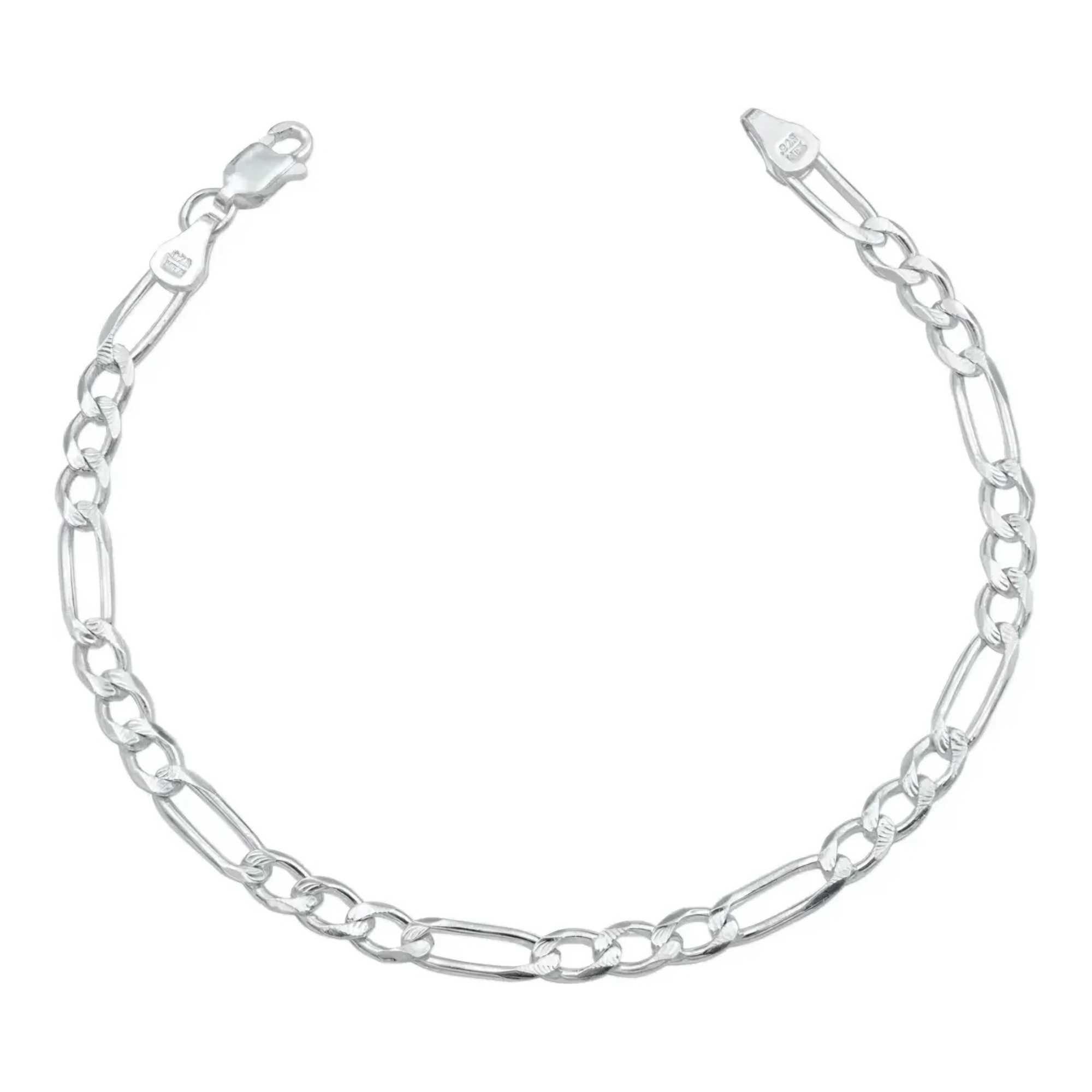Esclava de plata .925 plateado diseno Figaro 3x1 unisex diamantada — Joyaris