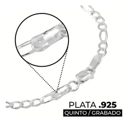 Pulsera Plata .925 Fígaro 3x1 Hombre 20cm Eslabones - Imagen 3