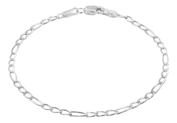 Pulsera de plata .925 plateado diseno figaro 3x1 con broche perico — Joyaris