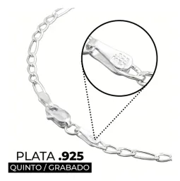 Pulsera Cadena Figaro Plata Ley .925 para Mujer 14cm - Imagen 3