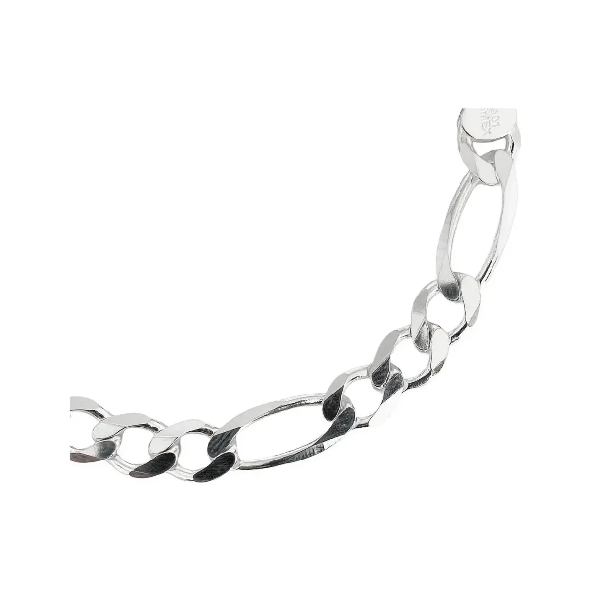 Esclava Plata 925 Fígaro 3x1 9mm para Hombre 20cm - Imagen 2