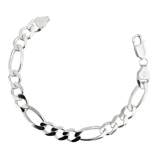 Pulsera de plata .925 esclava Figaro 3x1 para hombre broche perico 9mm — Joyaris