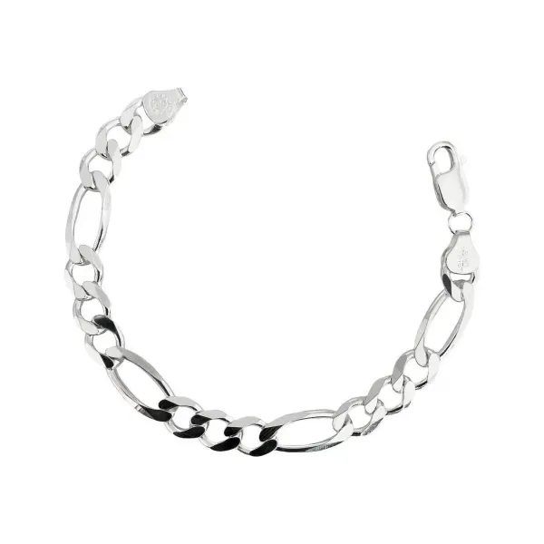 Pulsera de plata .925 esclava Figaro 3x1 para hombre broche perico 9mm — Joyaris