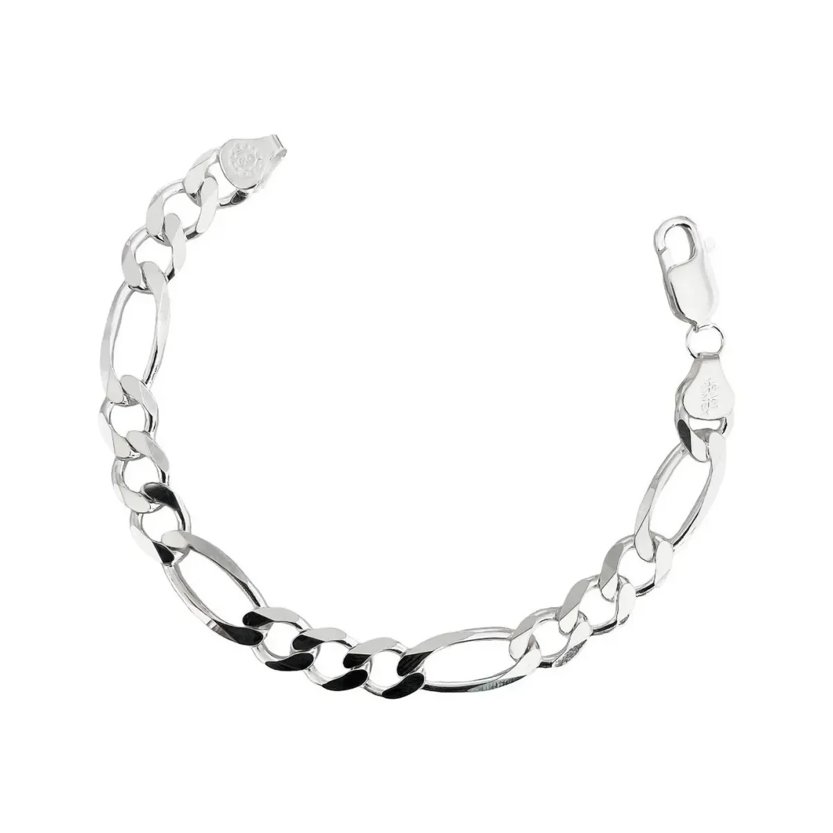 Pulsera de plata .925 figaro 3x1 para hombre 9mm con broche perico 22cm — Joyaris
