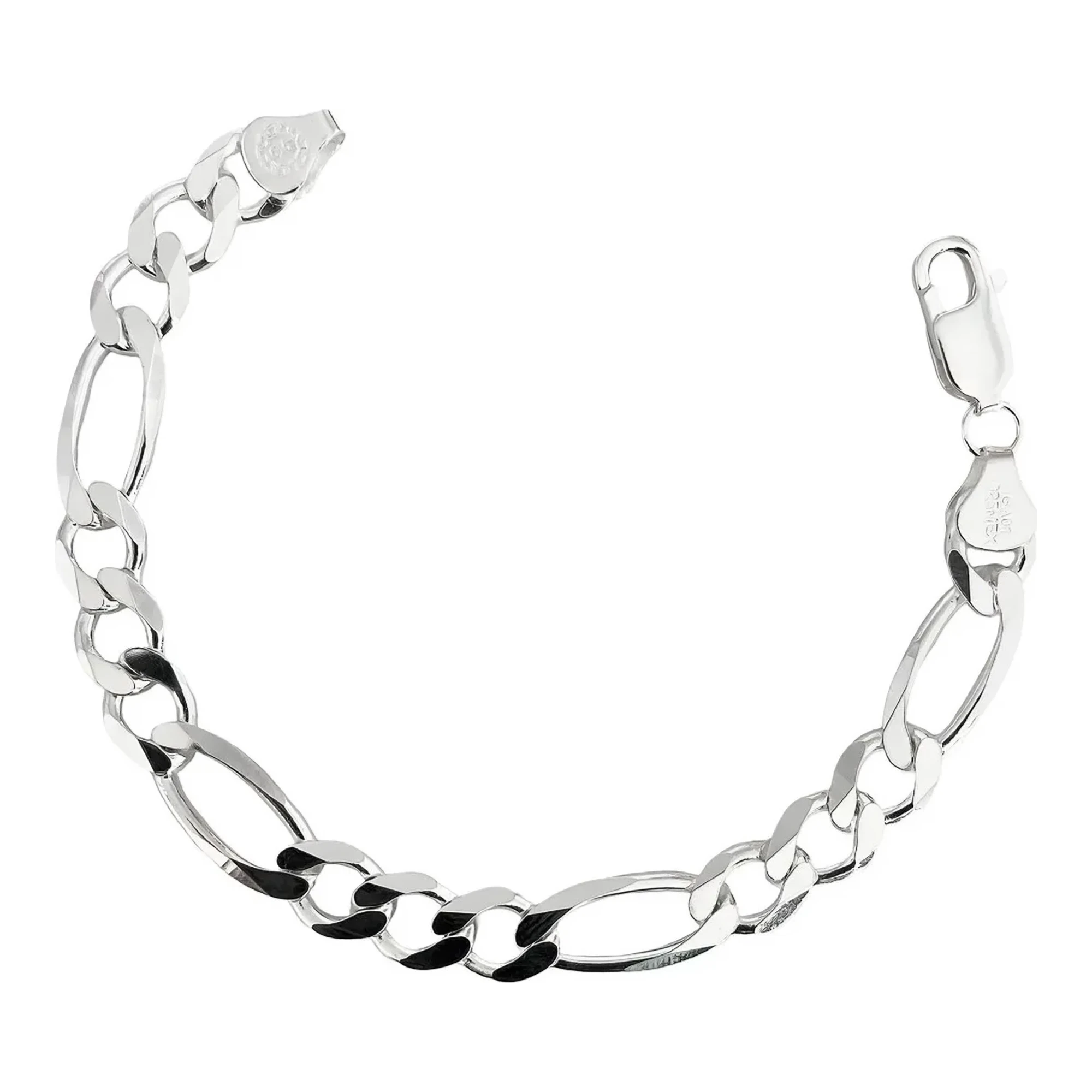 Pulsera de plata .925 figaro 3x1 para hombre 9mm con broche perico 22cm — Joyaris