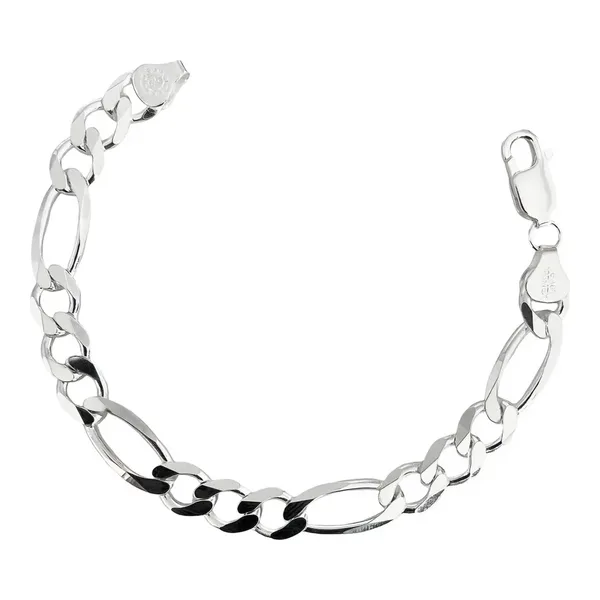 Pulsera de plata .925 figaro 3x1 para hombre 9mm con broche perico 22cm — Joyaris