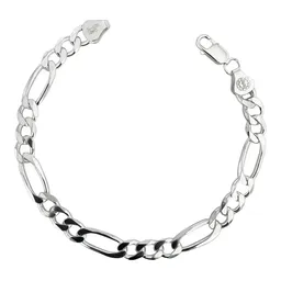 Pulsera Esclava Plata 925 Cadena Figaro 3x1 para Hombre - Imagen 1