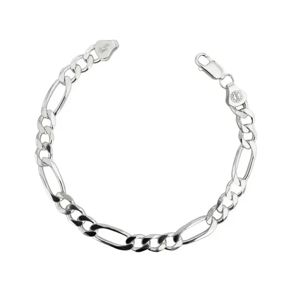 Pulsera Esclava Plata 925 Cadena Figaro 3x1 para Hombre - Imagen 1