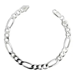 Pulsera Esclava Plata 925 Fígaro 3x1 Para Hombre 18cm - Imagen 1