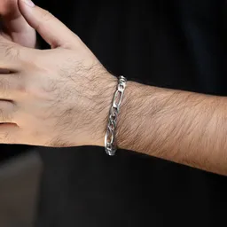 Pulsera Esclava Plata 925 Fígaro 3x1 Para Hombre 18cm - Imagen 2
