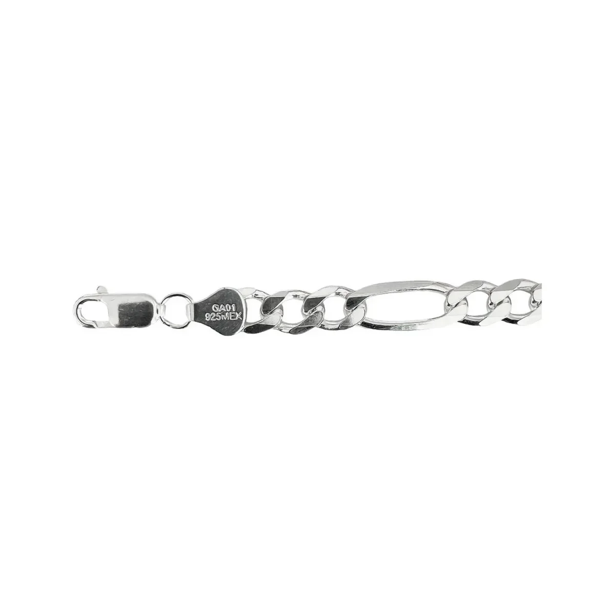 Pulsera Esclava Plata 925 Fígaro 3x1 Para Hombre 18cm - Imagen 4