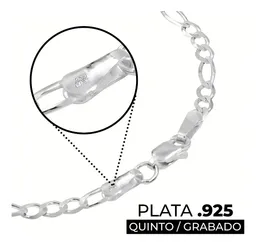 Pulsera Cadena Plata 925 Figaro 3x1 para Hombre 16cm - Imagen 3