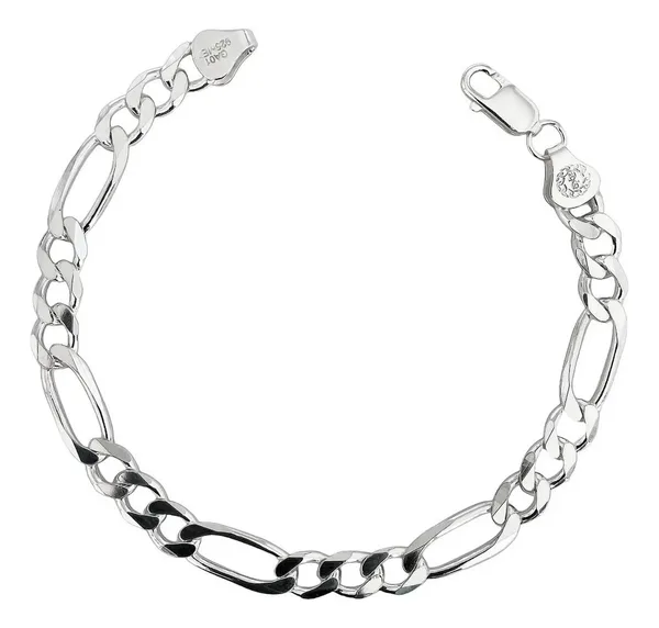 Pulsera Esclava Plata 925 Cadena Figaro 3x1 Hombre 20cm - Imagen 1